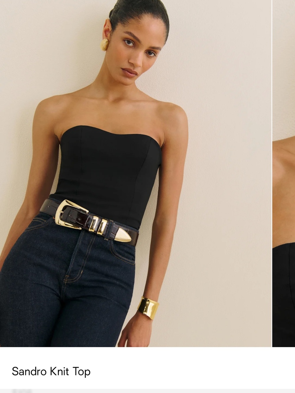 Reformation Black Strapless Bustier Top